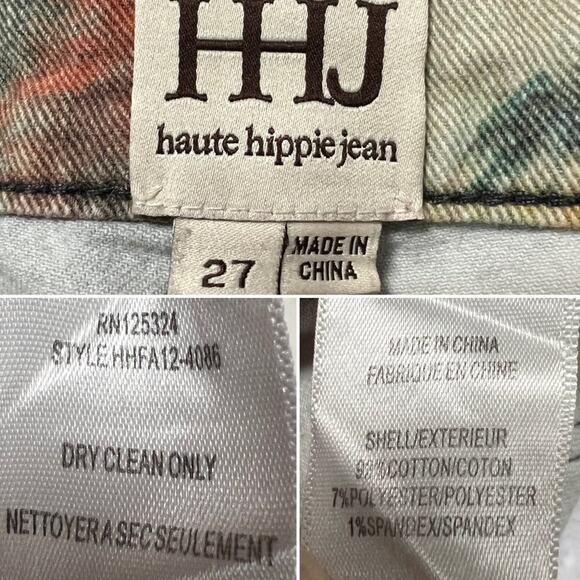 Haute Hippie Washed Floral Skinny Jeans SIZE 27 Low Mid Rise Distressed Denim - Picture 3 of 9